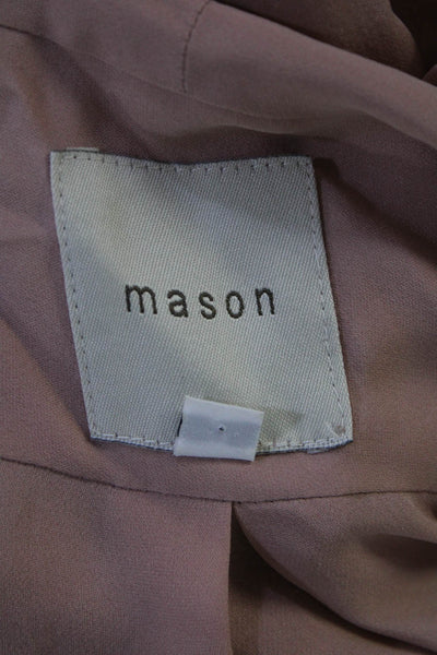 Mason Womens Silk Long Sleeves Button Closure V Neck Blouse Pink Size 2