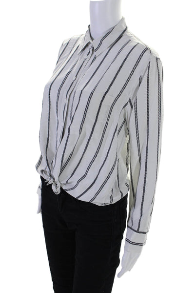 Equipment Femme Womens Silk Button Down Blouse White Black Size Extra Small