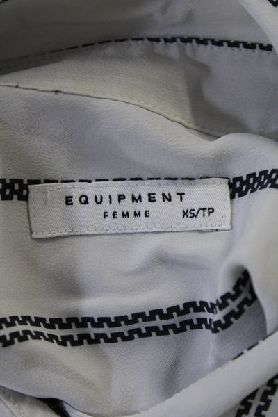 Equipment Femme Womens Silk Button Down Blouse White Black Size Extra Small