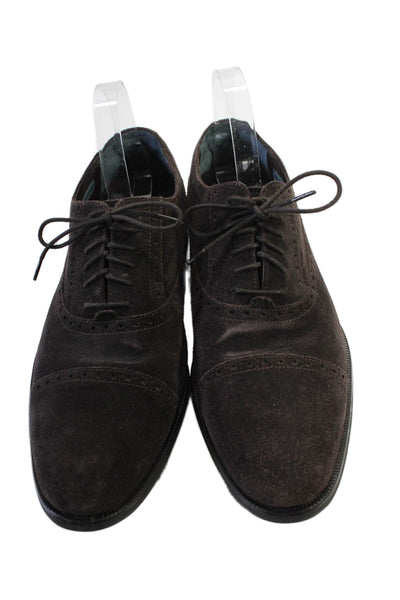 Cole Haan Mens Dark Brown Patent Brogue Lace Up Oxford Shoes Size 11.5M