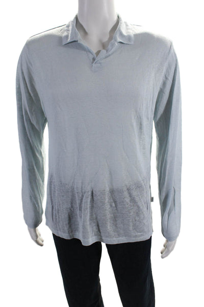 ONIA Men's Collared Long Sleeves Basic T-Shirt Light Blue Size M