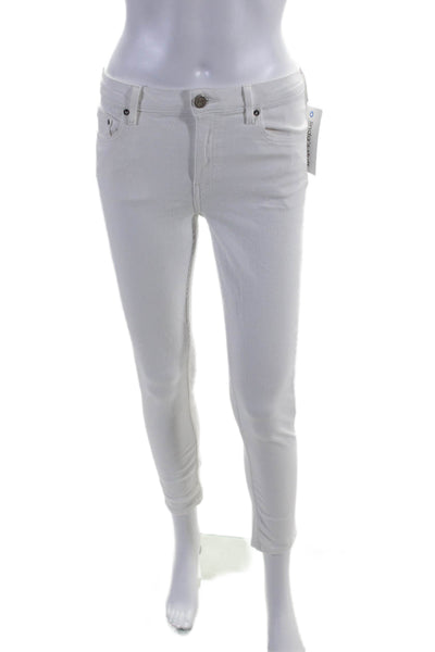 ACNE Studios Women's High Rise Zip Closure Skinny Jeans White Size 28