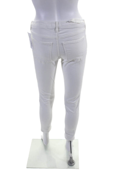 ACNE Studios Women's High Rise Zip Closure Skinny Jeans White Size 28