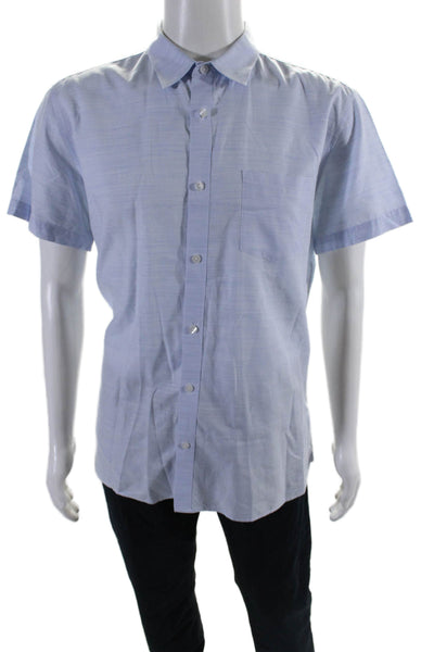 Calvin Klein Mens Cotton Short Sleeve Collared Button Down Shirt Blue Size L