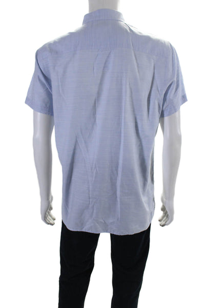 Calvin Klein Mens Cotton Short Sleeve Collared Button Down Shirt Blue Size L