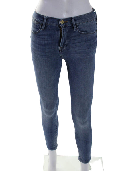 Frame Womens Blue Medium Wash High Rise Skinny Leg Jeans Size 25