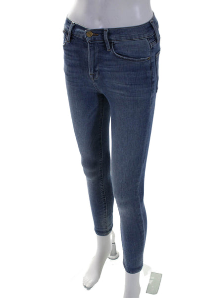 Frame Womens Blue Medium Wash High Rise Skinny Leg Jeans Size 25