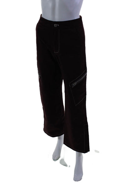 By.DYLN Women's High Waist Straight Leg Cargo Pants Burgundy Size XS