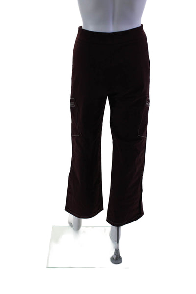 By.DYLN Women's High Waist Straight Leg Cargo Pants Burgundy Size XS