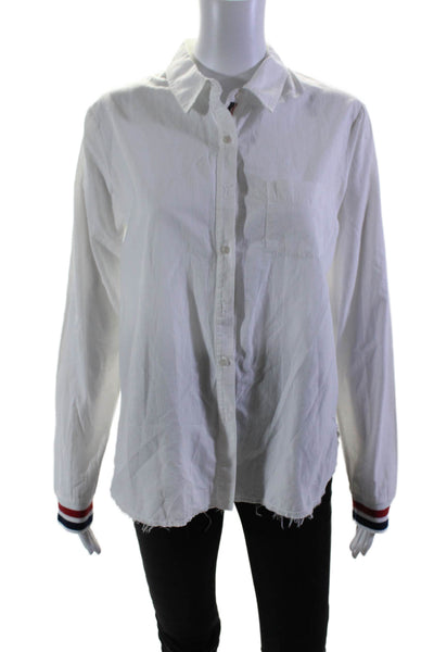 Stateside Women's Collared Long Sleeves Button Down Shirt White Size S