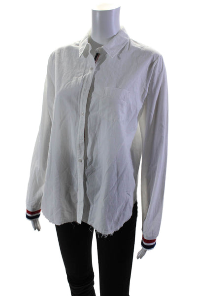 Stateside Women's Collared Long Sleeves Button Down Shirt White Size S