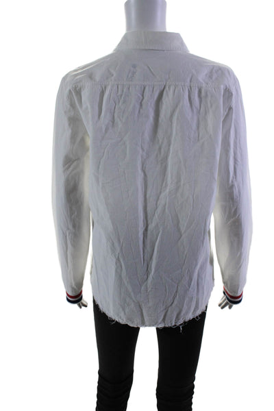 Stateside Women's Collared Long Sleeves Button Down Shirt White Size S