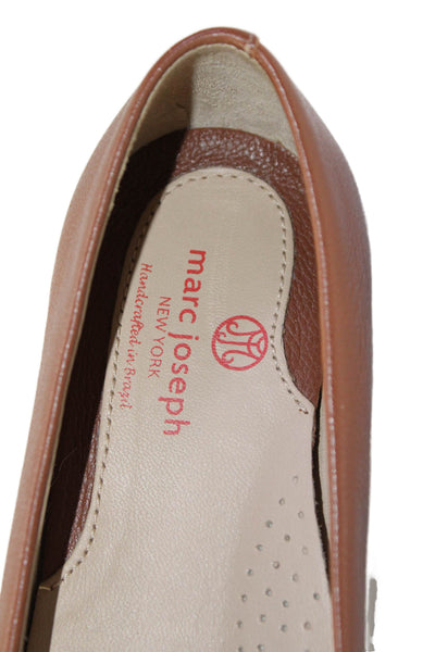 Marc Joseph New York Womens Leather Almond Toe Ferris Flats Brown Size 6US