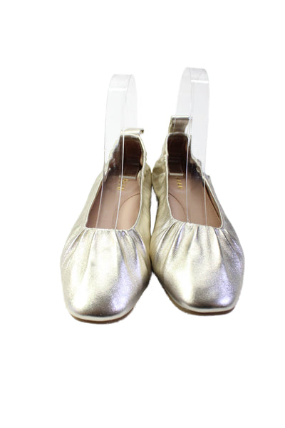 Cole Haan Grand.OS Womens Metallic Leather York Soft Ballet Flats Gold Size 6US