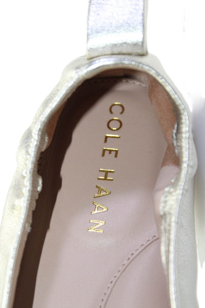 Cole Haan Grand.OS Womens Metallic Leather York Soft Ballet Flats Gold Size 6US