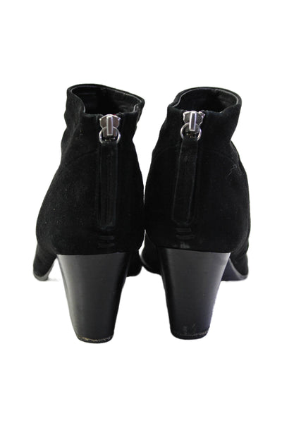 Halmanera For Chuckies Womens Back Zip Block Heel Booties Black Suede Size 37