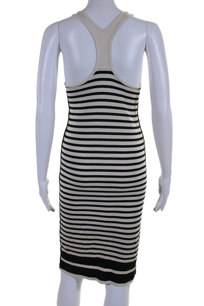 Rag & Bone Womens Sleeveless V Neck Striped Dress White Black Cotton Size 2XS