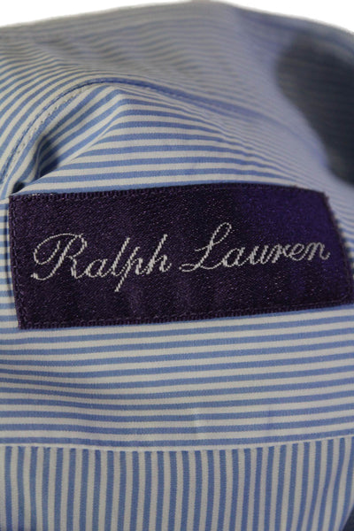 Ralph Lauren Men's Long Sleeves Button Down Shirt Blue Striped Size 17.5