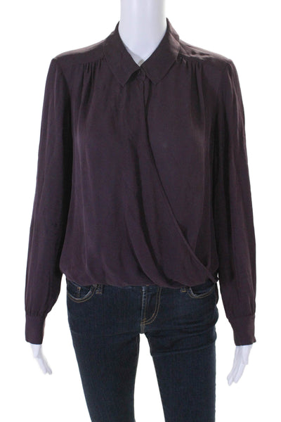 Veronica Beard Womens Long Sleeve Keyhole Silk Blouse Purple Size 10