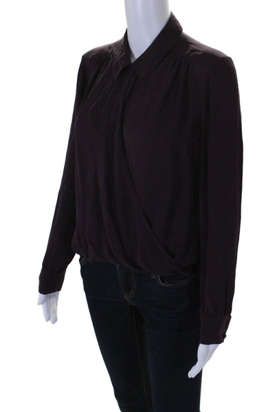 Veronica Beard Womens Long Sleeve Keyhole Silk Blouse Purple Size 10