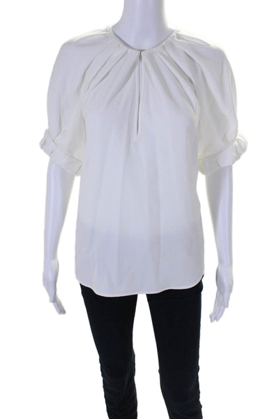 ALC Womens Short Sleeve Keyhole Boxy Blouse Top White Size 8