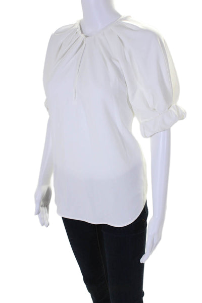 ALC Womens Short Sleeve Keyhole Boxy Blouse Top White Size 8