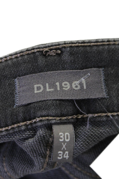 DL1961 Men's Button Closure Five Pockets Straight Leg Denim Pants Black Size 30