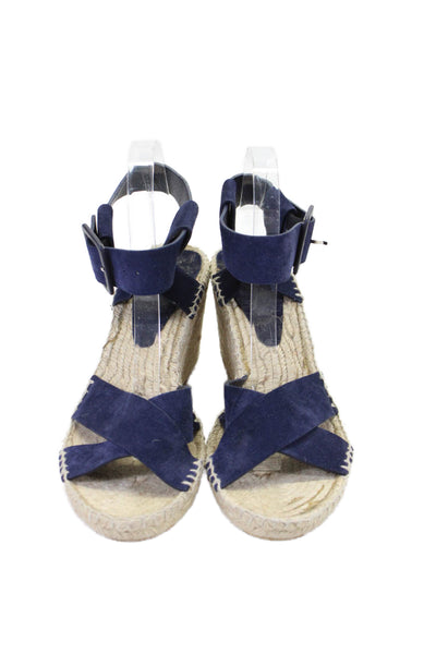 Vince Womens Suede Espadrille Slingbacks Wedge Sandals Navy Blue Size 9 Medium