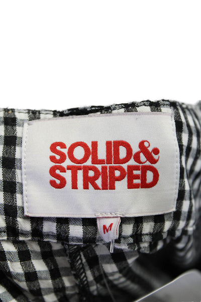 Solid & Striped Womens Check Print Waist Tie Check Print Pants White Size Medium