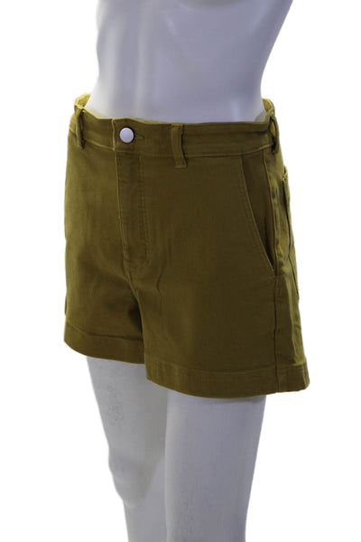 Everlane Women's Flat Front Button Closure Pockets Casual Shorts Green Size 6