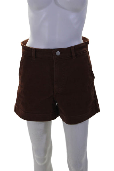 Everlane Women's Button Closure Flat Front Pockets Casual Shorts Brown Size 6