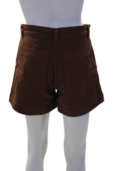 Everlane Women's Button Closure Flat Front Pockets Casual Shorts Brown Size 6