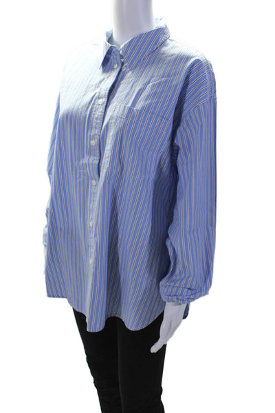 J Crew Women's Collared Long Sleeves Button Oversized Fit Striped Shirt Size M