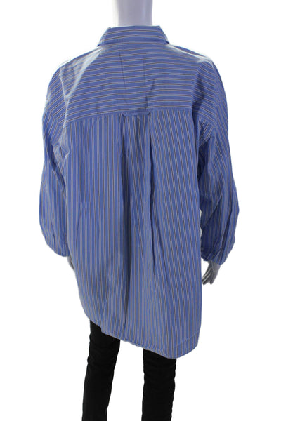 J Crew Women's Collared Long Sleeves Button Oversized Fit Striped Shirt Size M