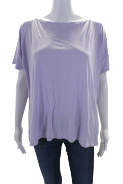 Eileen Fisher Womens Short Sleeve Scoop Neck Tee Shirt Purple Size Large