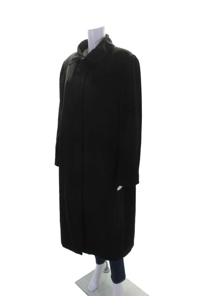 Calvin Klein Womens Long Sleeve Front Zip Collared Long Coat Black Size PXL