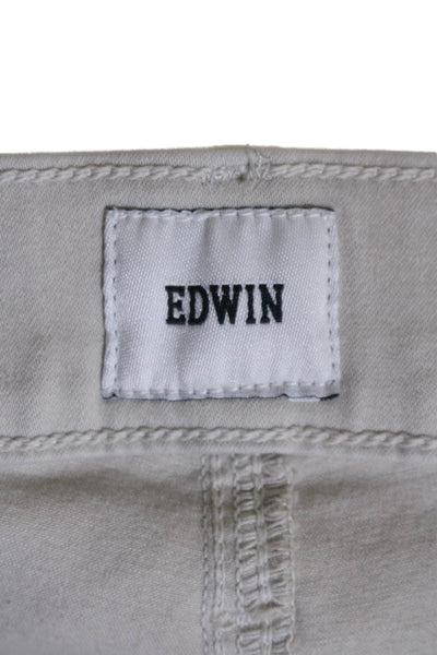 Edwin Men's Button Closure Five Pockets Straight Leg Casual Pants Beige Size 30