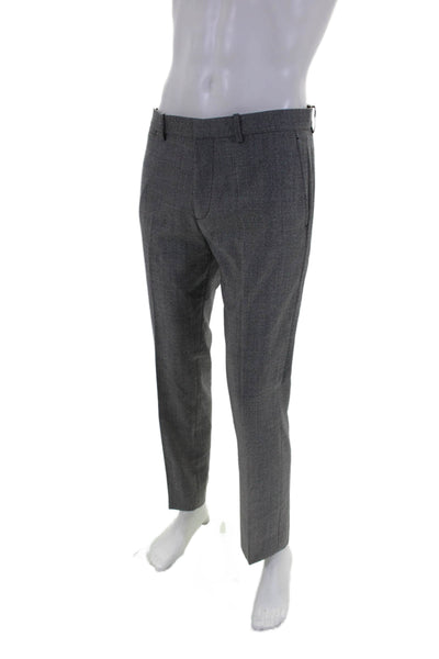 Theory Men's Hook Closure Flat Front Straight Leg Dress Pants Gray Size 32