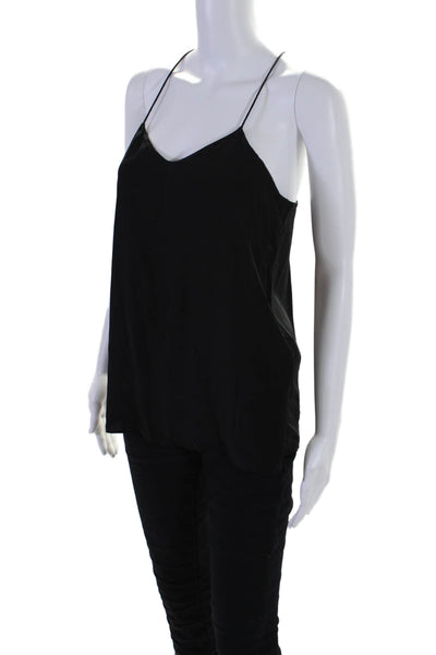 Tibi Womens Silk Spaghetti Strap Sleeveless Pullover Tank Top Black Size 2