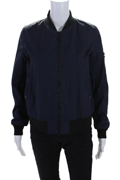 Tory Sport Womens Full Zipper Bomber Jacket Navy Blue Black Size Extra Small