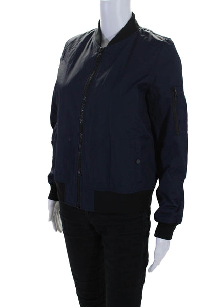 Tory Sport Womens Full Zipper Bomber Jacket Navy Blue Black Size Extra Small