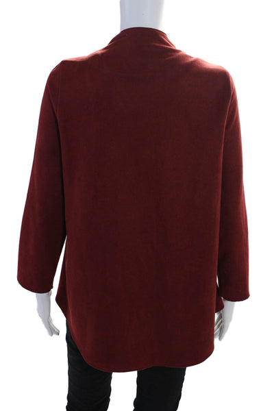 IC by Connie K Womens Long Sleeve One Button V Neck Top Red Size Small