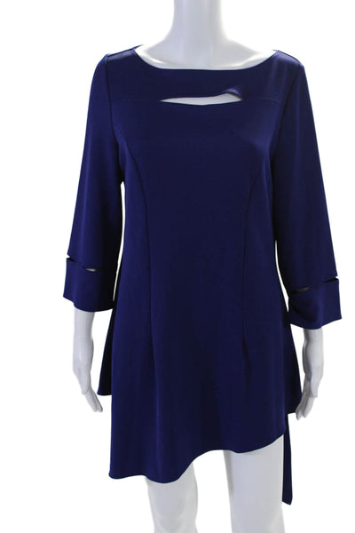 IC by Connie K Womens Long Sleeve Back Zip Long Dress Blue Size Medium