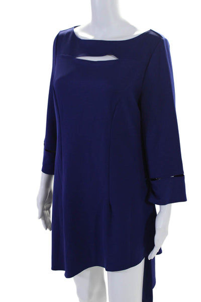 IC by Connie K Womens Long Sleeve Back Zip Long Dress Blue Size Medium