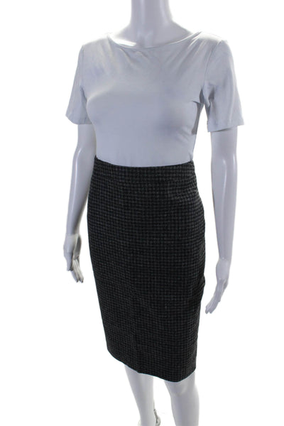 J Crew Womens Wool Houndstooth Print Lined Pencil Skirt Gray Size 6