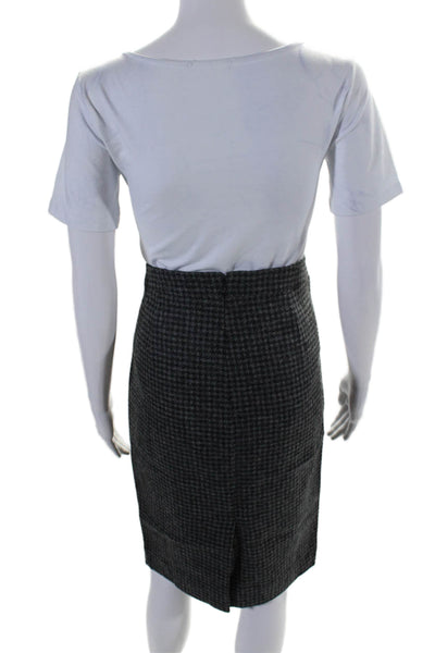 J Crew Womens Wool Houndstooth Print Lined Pencil Skirt Gray Size 6