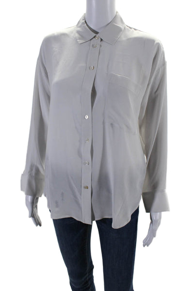 Everlane Womens Silk Long Sleeve Button Down Blouse Gray Size 2