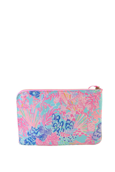 Lilly Pulitzer Womens Pink Printed Zip Large Tablet Sleeve with Pouch