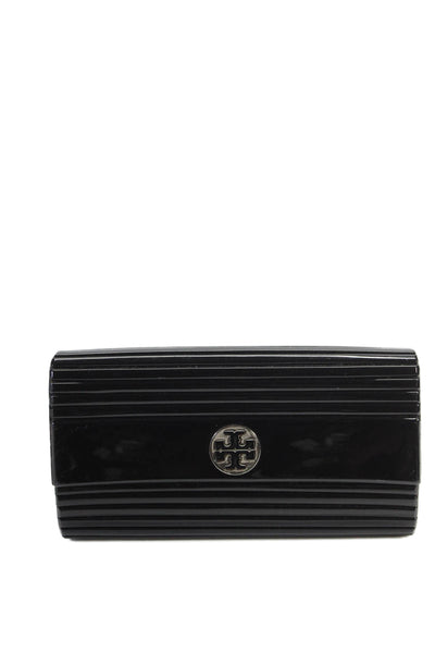 Tory Burch Womens Front Logo Clutch Handbag Plastic Black Size Small