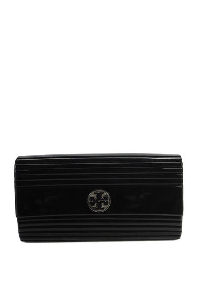 Tory Burch Womens Front Logo Clutch Handbag Plastic Black Size Small